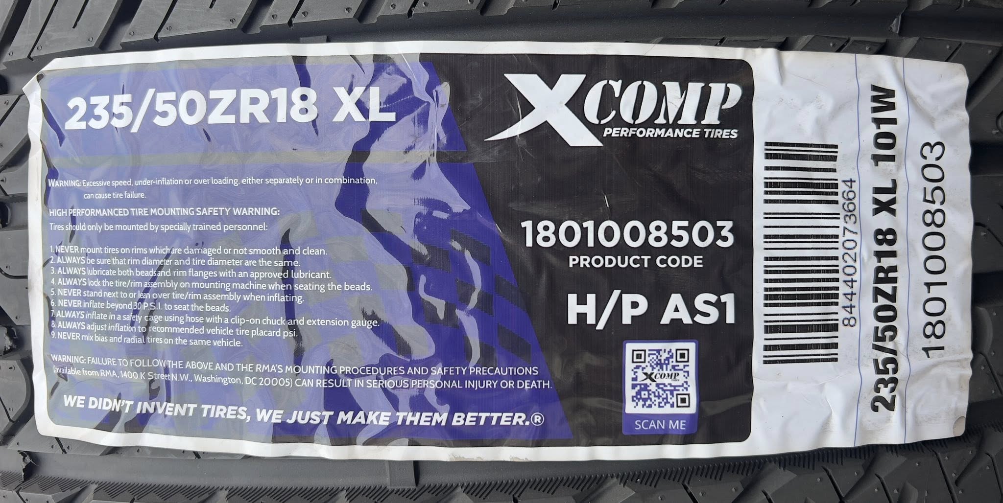 235/50ZR18 XL 101W、 正規品・新品　GLADIATOR（グラディエーター）Xcomp HP AS1、2025年製　